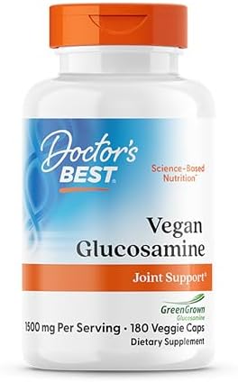 Doctor's Best Vegan Glucosamine Supplement for Men & Women - Glucosamine 1500mg Per 2 Capsules, Joint Health Support for Adults, Gluten Free, Non GMO