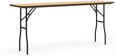 Flash Furniture 6 ft Wood Folding Clear Coat Rectangular Table, Clear | Durable Construction, Commercial Use