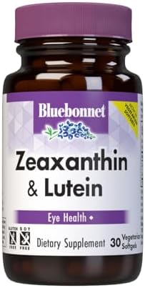 Bluebonnet Nutrition Zeaxanthin & Lutein, Eye Health*, Gluten-Free, Dairy-Free, 60 Vegetarian Softgels, 60 Servings | Eye Health; Vegetarian, Gluten-Free, Dairy-Free