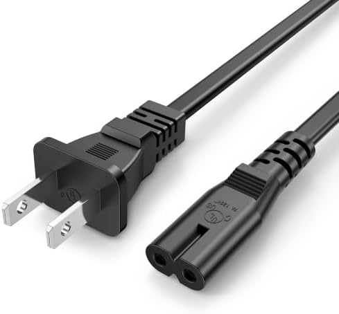 AC Power Cord for Sony PS5/PS4/PS3 Slim, Xbox Series S/Series X, Xbox One S/One X, 2 Prong C7 Universal TV Power Cable Replacement