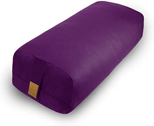 Yoga Bolster Pillow 26x10.5x5.5in Rectangular Meditation Cushion for Massage and Back Support, Breathable Cotton Fill, Zippered Organic Cotton Cover
