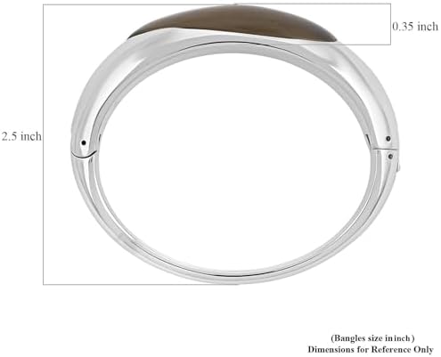 Agate Ellipse Bangle Bracelet in Stainless Steel 6.25 In 8.00 ctw