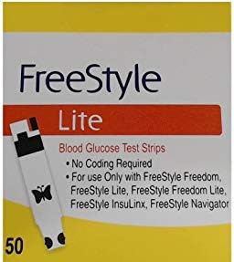 Freestyle Lite® Blood Glucose Test Strips for Monitor System, Red-Yellow, (50 pieces)