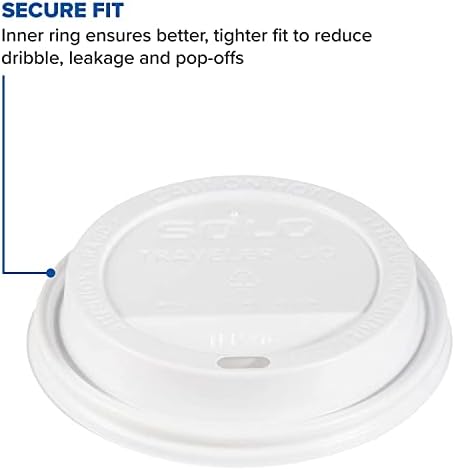 SOLO TLP316-0007 White Traveler Lid for SSP and Bare Paper Hot Cup - 2 Packs of 100 (200 Lids Total)