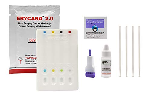ALDON Innovating Science ABO/RH Blood Type Test Kit - Educational Use, Erycard Blood Grouping Card, Buffer Solution, Alcohol Wipe, Lancet