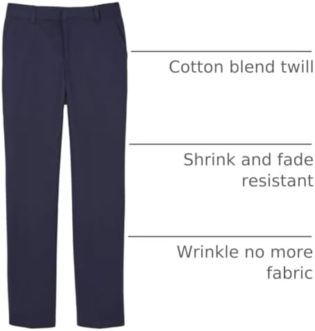 French Toast Boys' Adjustable Waist Relaxed Fit Twill Pant | school uniform pants, no need to iron, double knees for durability, typically fit boys ages 2-14