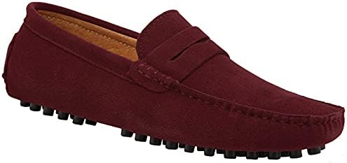 JIONS Mens Driving Penny Loafers Suede Moccasins Slip On Casual Dress Boat Shoes