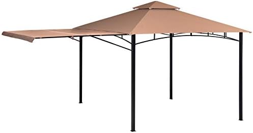 ShelterLogic 11' x 11' Canopy Series Redwood Easy Assembly Seasonal Shade UV Protection with Extendable Awning Outdoor Gazebo