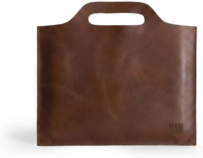 Hide & Drink, Flat Handbag, Minimalist Style Carry-On Bag, Thin Portfolio, Classic Document Holder, Travel Accessory, Full Grain Leather, Handmade