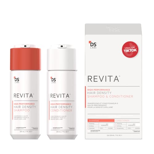 DS Labs Revita Hair Density Shampoo & Conditioner for Thinning Hair, 205 mL | Complete hair care routine powered by peptides, turmeric, caffeine & ginseng for healthier-looking, fuller-looking hair.