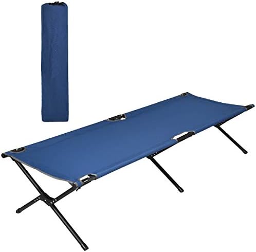 GYMAX Folding Camping Cot, Heavy Duty Portable Military Cot with Oxford Fabric