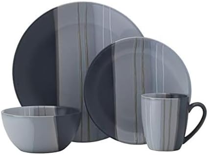 Pfaltzgraff Parker Gray 16 Piece Dinnerware Set, Service for 4, Gray