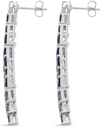 Blue Glass and Cubic Zirconia Earrings in Silvertone