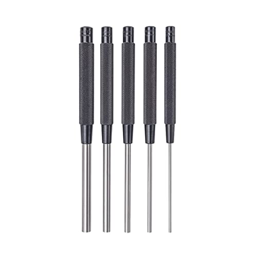 Starrett Steel Drive Pin Punch Set with Knurled Grip for Precise Positioning and Secure Holding - Hardened and Tempered Steel
