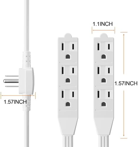 2 Pack 12 Feet 3 Outlets with Hand/Foot Switch Extension Power Cord.