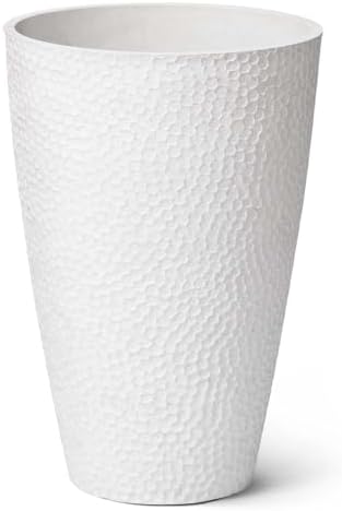 LA JOLIE MUSE Tall White Planter for Indoor Plants,20 Inch Tall Round Planter, Modern Flower Pot Containers,Large Decorative Tree Plant Pot,1 Pack