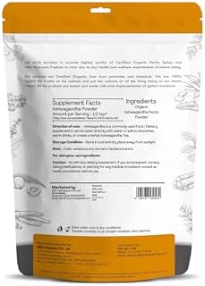 100% Organic Ashwagandha Powder- Withania Somnifera- USDA Certified Organic- 227g (0.5 LB) 8 oz - Ayurvedic Herbal Supplement That Promotes Vitality