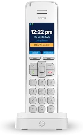 Ooma HD3 Handset white cordless phone with caller-ID and HD voice quality. Works only with Ooma Telo VoIP Internet home phone service.