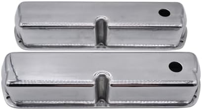 1 Set SHLPDFM Polished Aluminum Silver Tall Valve Covers 1 Hole with Grommets Fits for SBF 289 302 351W V8 Engines