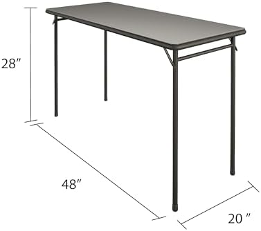 COSCO 20" x 48" Vinyl Top Folding Table, Black