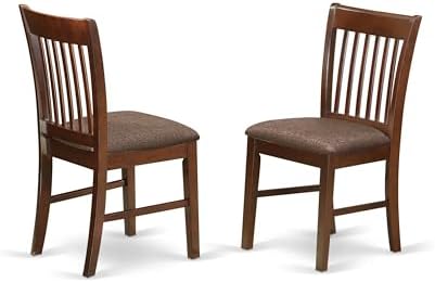 East West Furniture NFC-MAH-W Norfolk Dining Room Chairs - Slat Back Solid Wood Seat Chairs, Set of 2, Mahogany