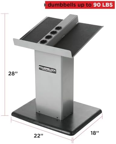 POWERBLOCK Large Column Stand, Dumbbell Rack & Weight Rack,Silver/black | Designed for PowerBlock Expandable Dumbbells to keep your gym organized