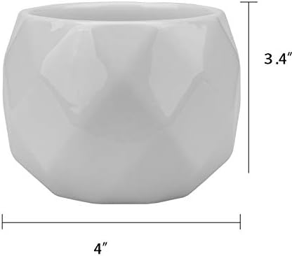 Jucoan 6 Pack Ceramic Succulent Planter Pot with Bamboo Tray