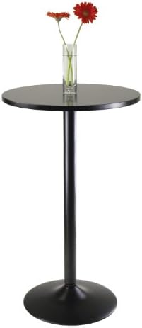 Winsome Obsidion Round Tall Pub Table, Black, 40" | Small High Top Circle Bar Style Cocktail or Bistro Table for Kitchen, Breakfast Nook, Dining Area
