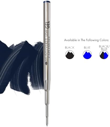 Monteverde Capless Gel Refill to Fit Montblanc, Medium, Blue/Black, 2 Pack | Capless gel refill offers smooth