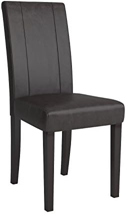 Roundhill Furniture C020BR Urban Style Solid Wood Leatherette Padded Parson Chair, Brown, Set of 2