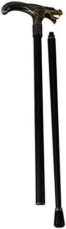 Silver Metal Golden Winged Dragon Cane 2pc Steel Shaft Travel Walking Stick