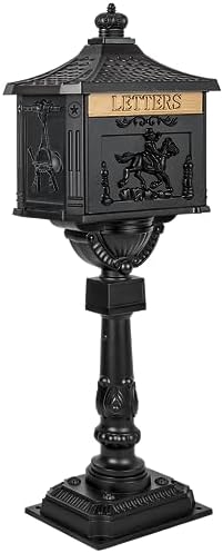 Mail Box Heavy Duty Mailbox Postal Box Security Cast Aluminum Vertical Pedestal