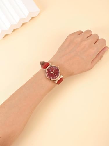 Top Plaza Ladies Classic Leather Analog Quartz Watch | Women Easy Read Arabic Numerals Watches Casual Dress Wrist Watch,Rose Gold Case