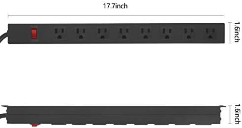 HHOSET Heavy Duty Long 8 Outlets, 14AWG Extension Cord, Black, 6FT, 1