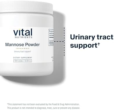 Vital Nutrients Mannose Powder 50g - Vegan D-Mannose Supplement for Urinary Tract and Bladder Support - Gluten, Dairy, Soy Free - Non-GMO - 25 Servings