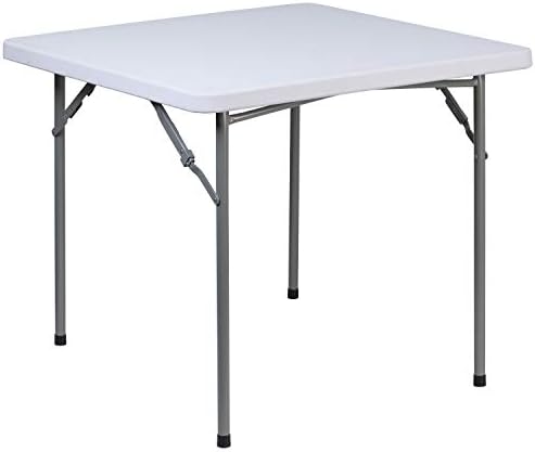 EMMA + OLIVER 2.81-Foot Square Granite White Plastic Card and Game Table