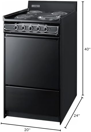 Summit 20" 4 Burner Electric Range, Black - TEM110C
