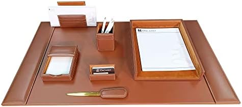 Dacasso Rustic Brown Leather Desk Set, 7-Piece (D3204)