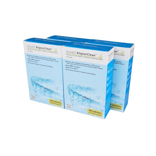 iSonic AlignerClean Denture Cleaner Tablets for Aligners, Retainers, Night Guards and CPAP Components, Ultrasonic Cleaning, 48 Count (1 Pack)