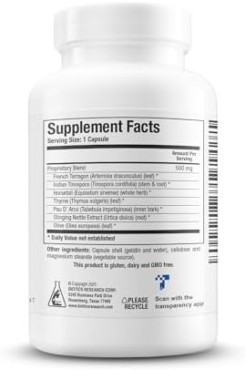 BIOTICS RESEARCH FC Cidal™ Herbal Blend Complete GI Gut Health for Women & Men- 500 mg/Serving - 7 Herbs Proprietary Blend Supplement Supports