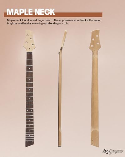 Leo Jaymz DIY Electric Bass Guitar Kit Mahogany Body Maple Neck (AX)