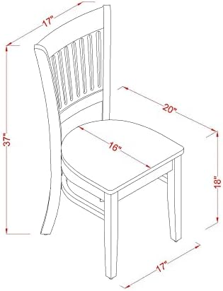East West Furniture VAC-ESP-W Vancouver Kitchen Dining Chairs - Slat Back Wood Seat Chairs, Set of 2, Espresso