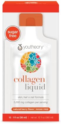 Youtheory Collagen Liquid, 5,000 mg, Berry Flavor, 1 oz, Pack of 12
