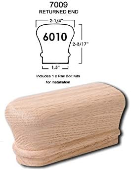 Red Oak 6010-8E 2-1/4 inch Width x 2-3/8 inch Tall Traditional Style Straight Wood Handrail for Stair Remodeling 8 feet Long
