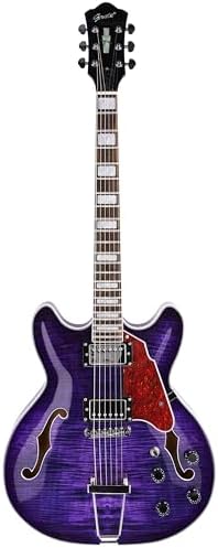 GROTE Jazz Electric Guitar Semi-Hollow Body Trapeze Tailpiece Bridge Guitar Gig Bag (RED)