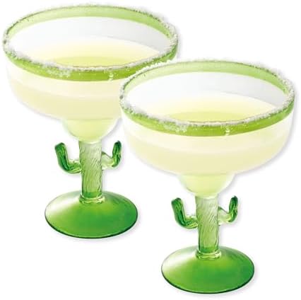 Supreme Housewares Cactus Margarita Glasses, Durable BPA-Free Acrylic Drinkware, Shatter-Proof and Reusable, Green, 18 oz, Set of 2