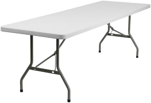 Flash Furniture 5-Foot Granite White Plastic Folding Table | Lightweight, Easy Storage, Commercial Grade