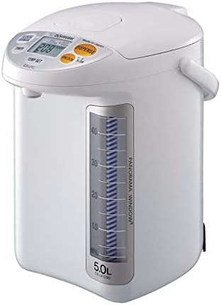 Zojirushi CD LFC50 Micom Water Boiler and Warmer, 5.0l, 169 Oz (White) | Four keep-warm settings, Quick Temp mode, timer, panorama gauge
