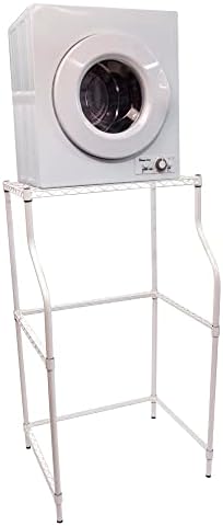 Magic Chef Compact Home Laundry Stand with Upper Dryer Shelf, White | Compact Laundry Stand, White Powder Coated Metal