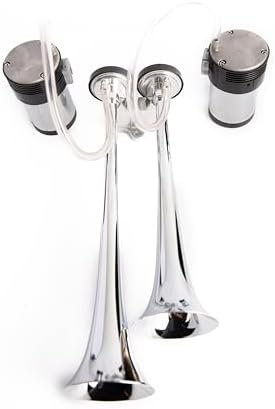Loud Sound 129dB 2-Trumpet Compact Air-Horn-Kit, With Dual-Air-Compressors